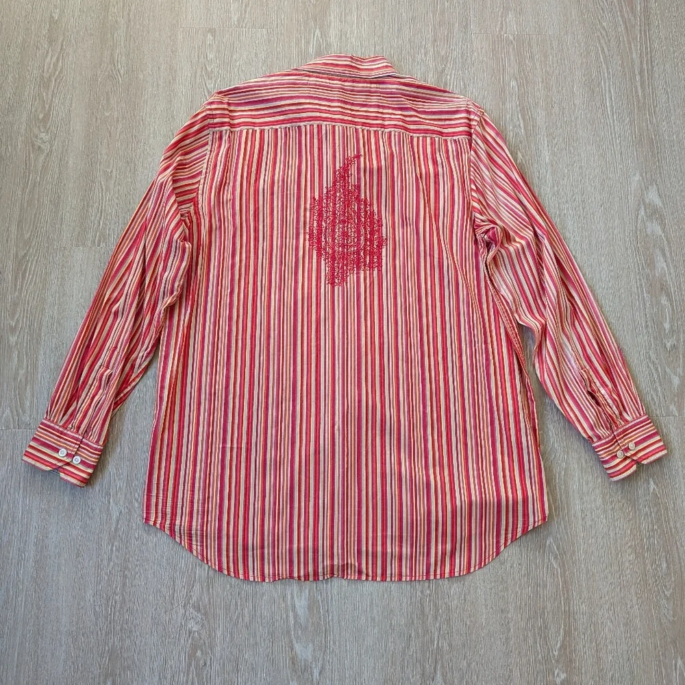 Robert Graham Shirt Men's XL Embroidered Striped